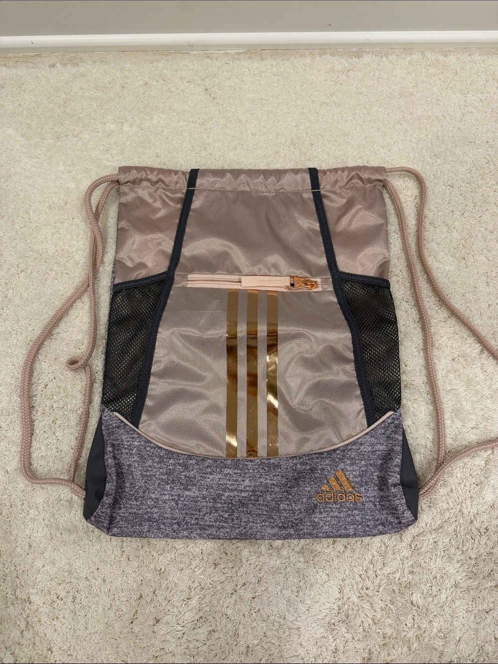 adidas Women's Rose Gold Drawstring Gym Bag
